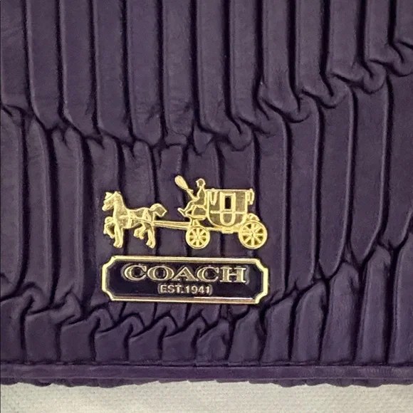 Coach Madison Gathered Dark Purple Pleated Clutch - Picture 3 of 10